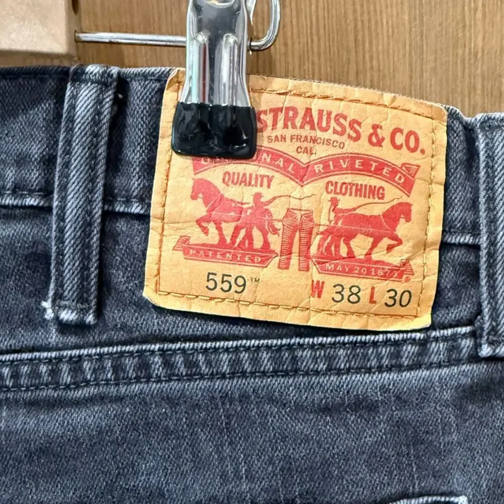 Levi's Men's 559 Black Denim Jeans Straight Leg Regular Fit Size‎ 38x30